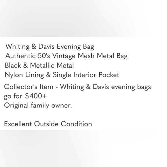 #WHITING & DAVIS #Vintage Evening Bag Mesh #Authentic #1950's Clutch Metal Purse - Picture 10 of 10